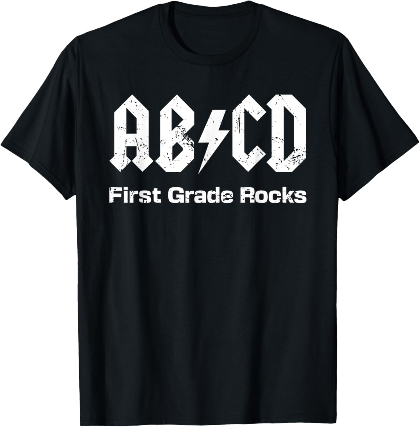 Boys Girls Teachers - ABCD First Grade Rocks Vintage Style T-Shirt - T-Shirt | Black