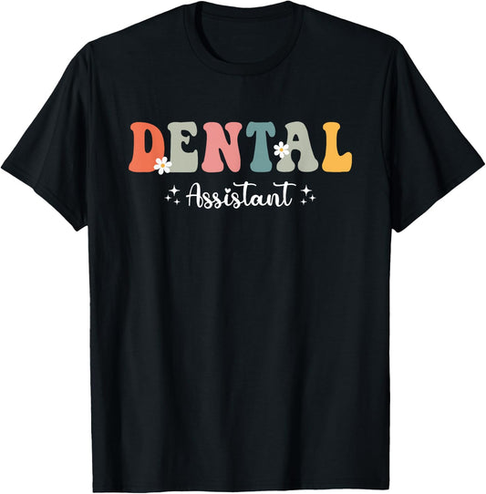 Dentist Groovy Dental Assistant Design For Dental Dentist T-Shirt - T-Shirt | Black