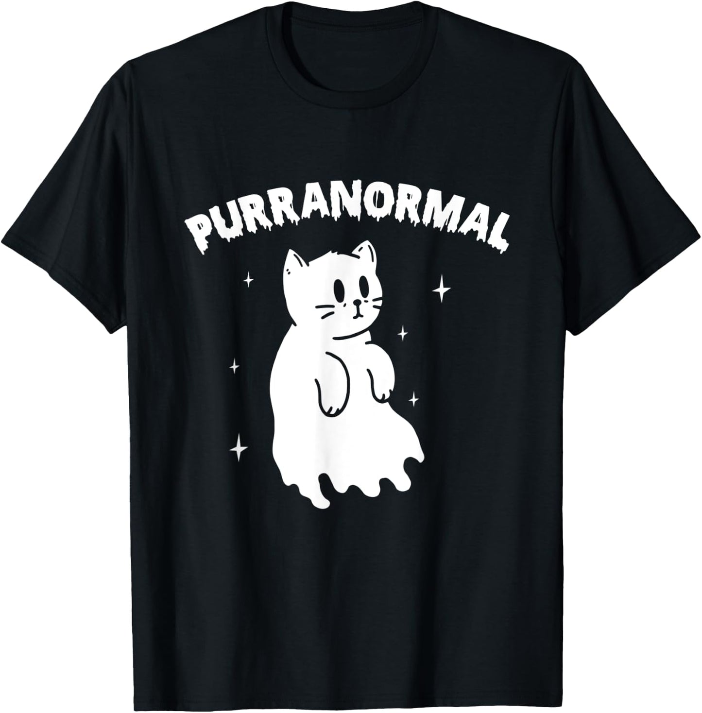 Purranormal Halloween Cat Ghost T-Shirt - T-Shirt | Black