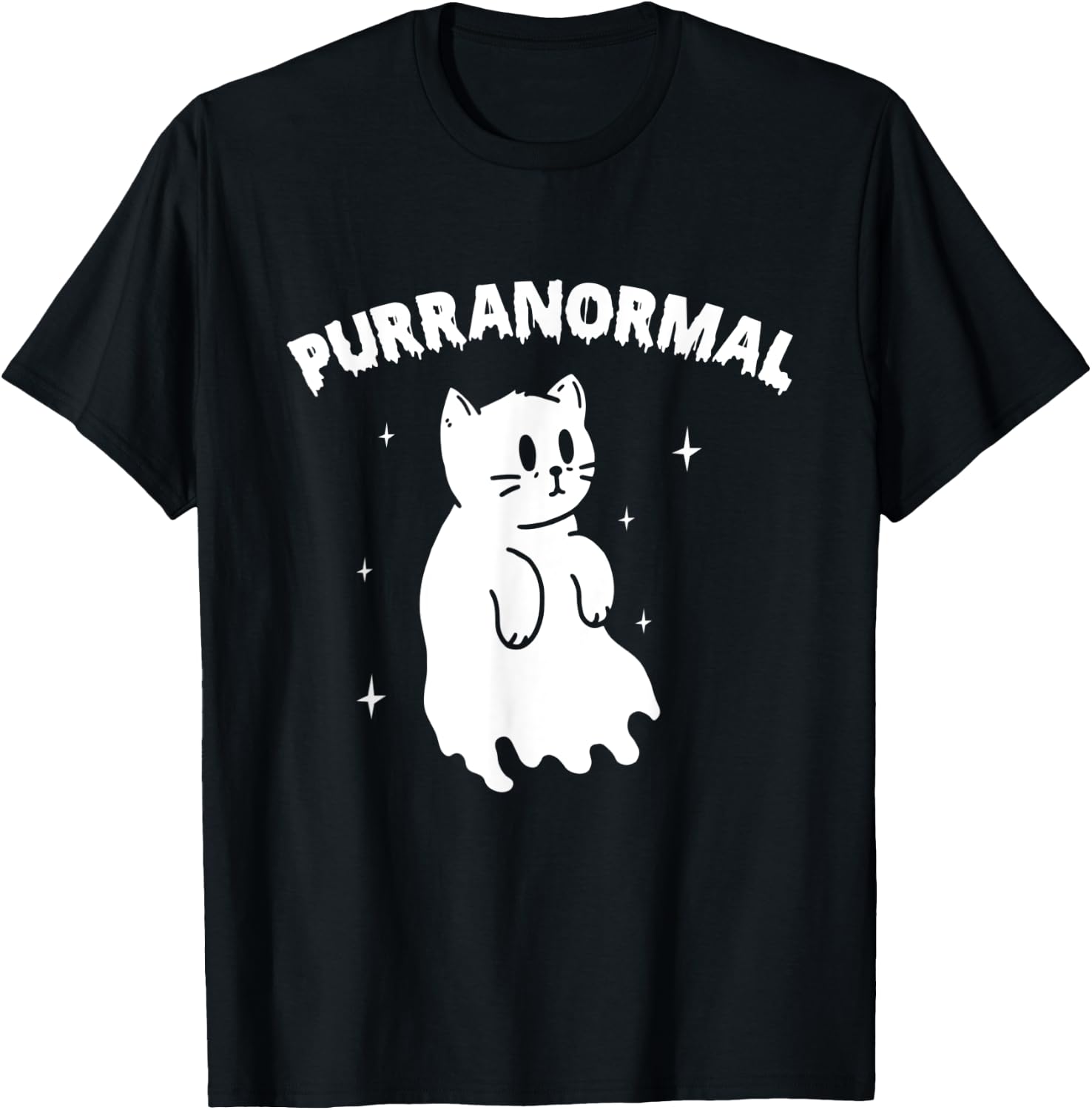 Purranormal Halloween Cat Ghost T-Shirt - T-Shirt | Black