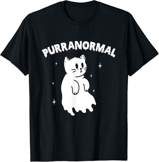 Purranormal Halloween Cat Ghost T-Shirt - T-Shirt | Black