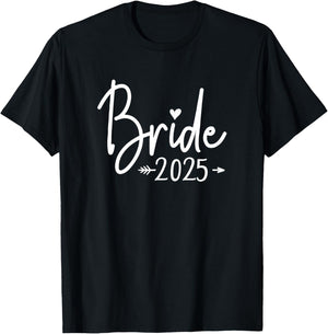 Bride Est 2025 Married Wedding Bridal Party Bachelorette T-Shirt - T-Shirt | Black