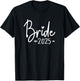 Bride Est 2025 Married Wedding Bridal Party Bachelorette T-Shirt - T-Shirt | Black