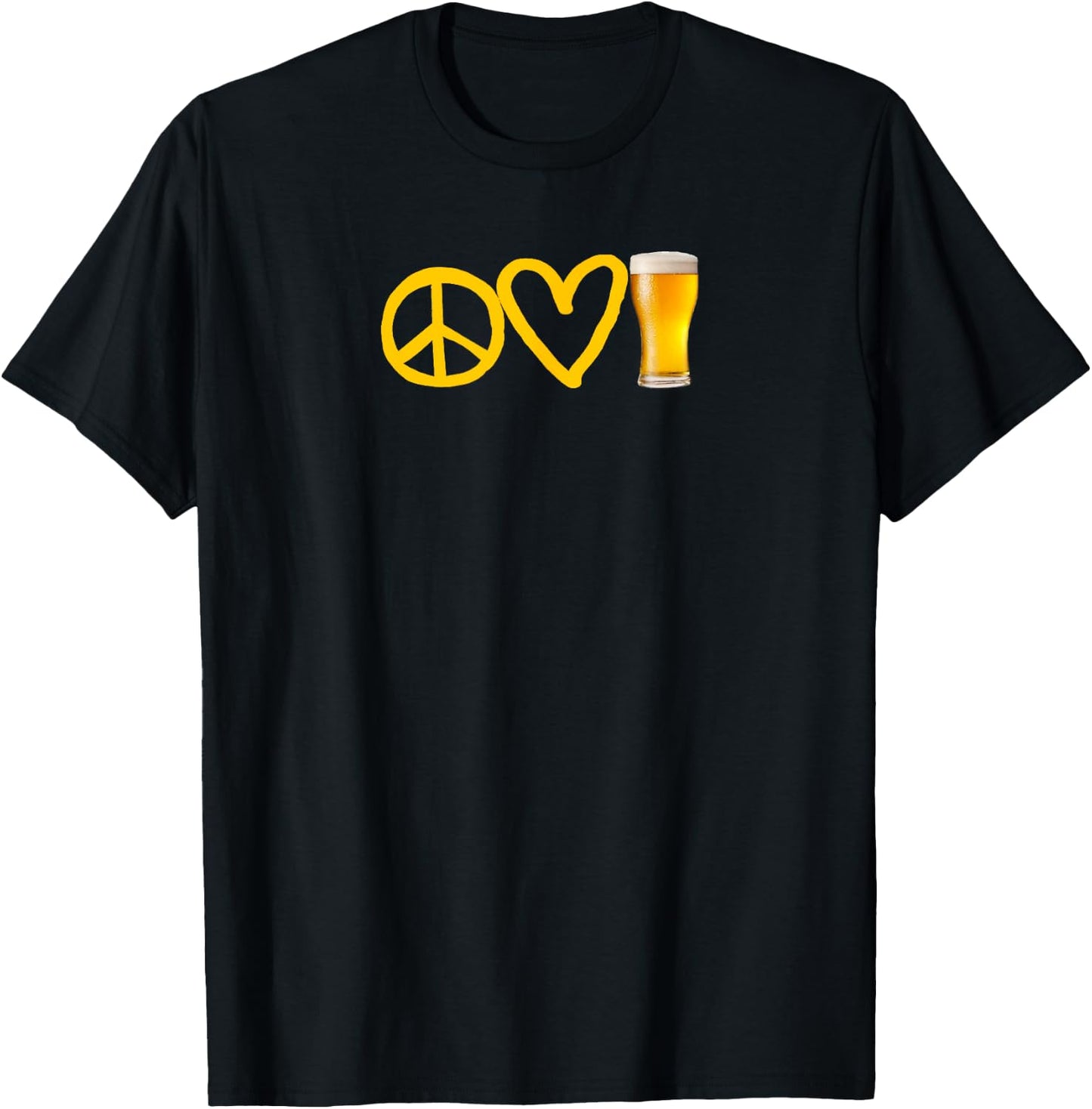 Peace Love Beer Symbols T-Shirt - T-Shirt | Black