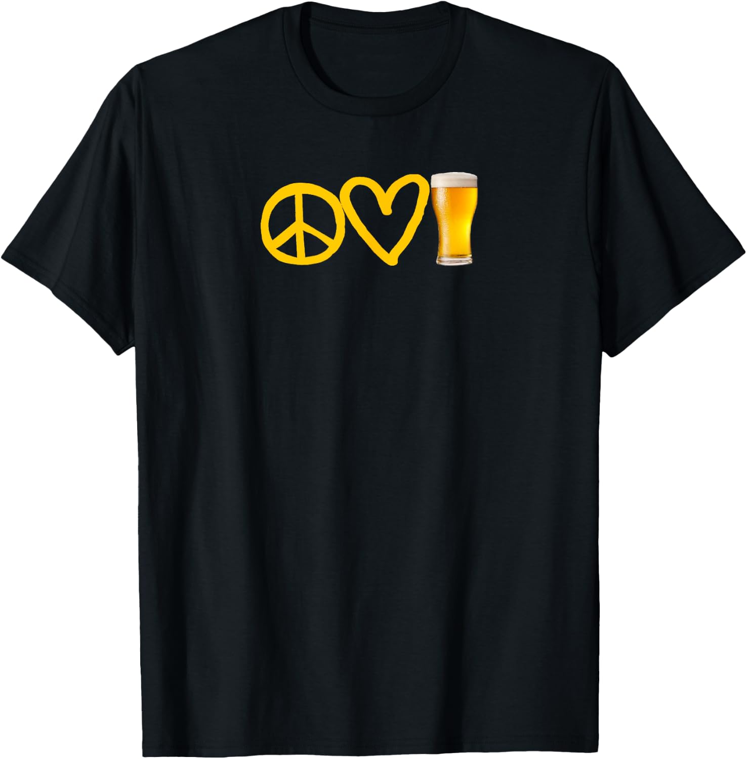 Peace Love Beer Symbols T-Shirt - T-Shirt | Black