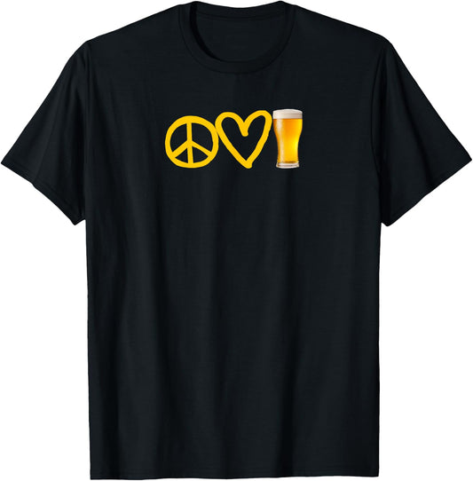 Peace Love Beer Symbols T-Shirt - T-Shirt | Black