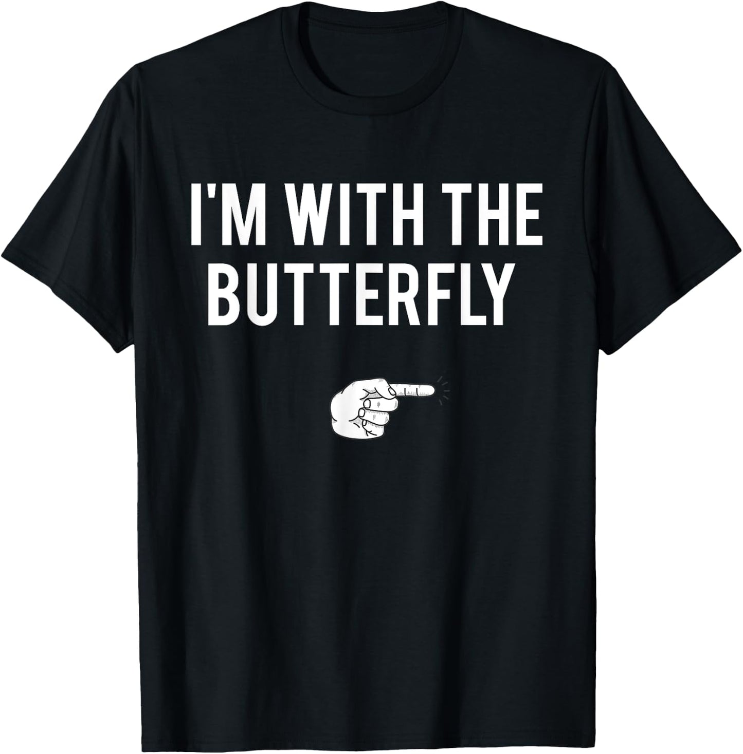 I'm With Butterfly Halloween Costume Party Matching Couple T-Shirt - T-Shirt | Black