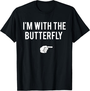 I'm With Butterfly Halloween Costume Party Matching Couple T-Shirt - T-Shirt | Black