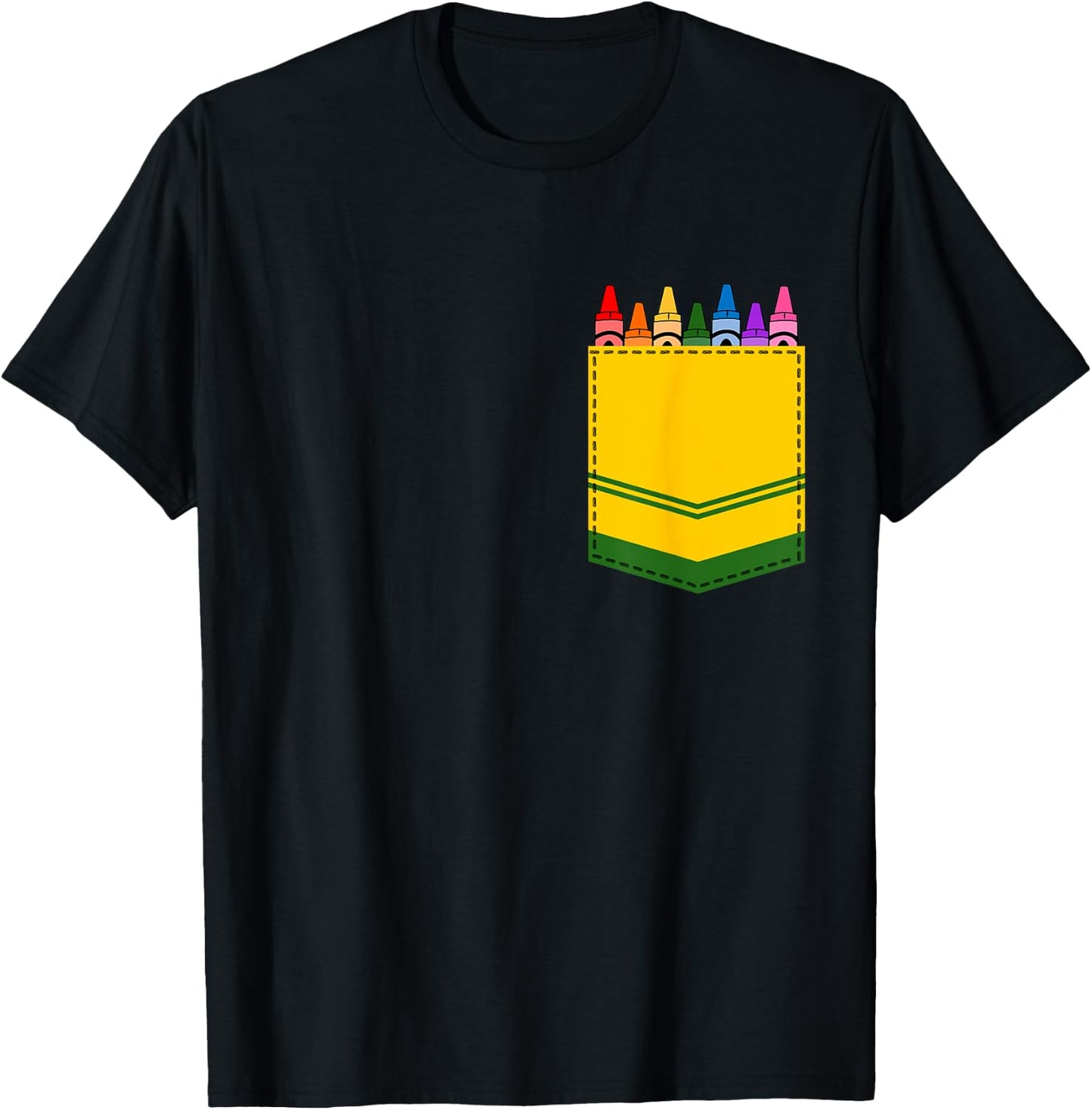 Crayon Box Pocket Teacher Gift Costume Men Women Kids T-Shirt - T-Shirt | Black