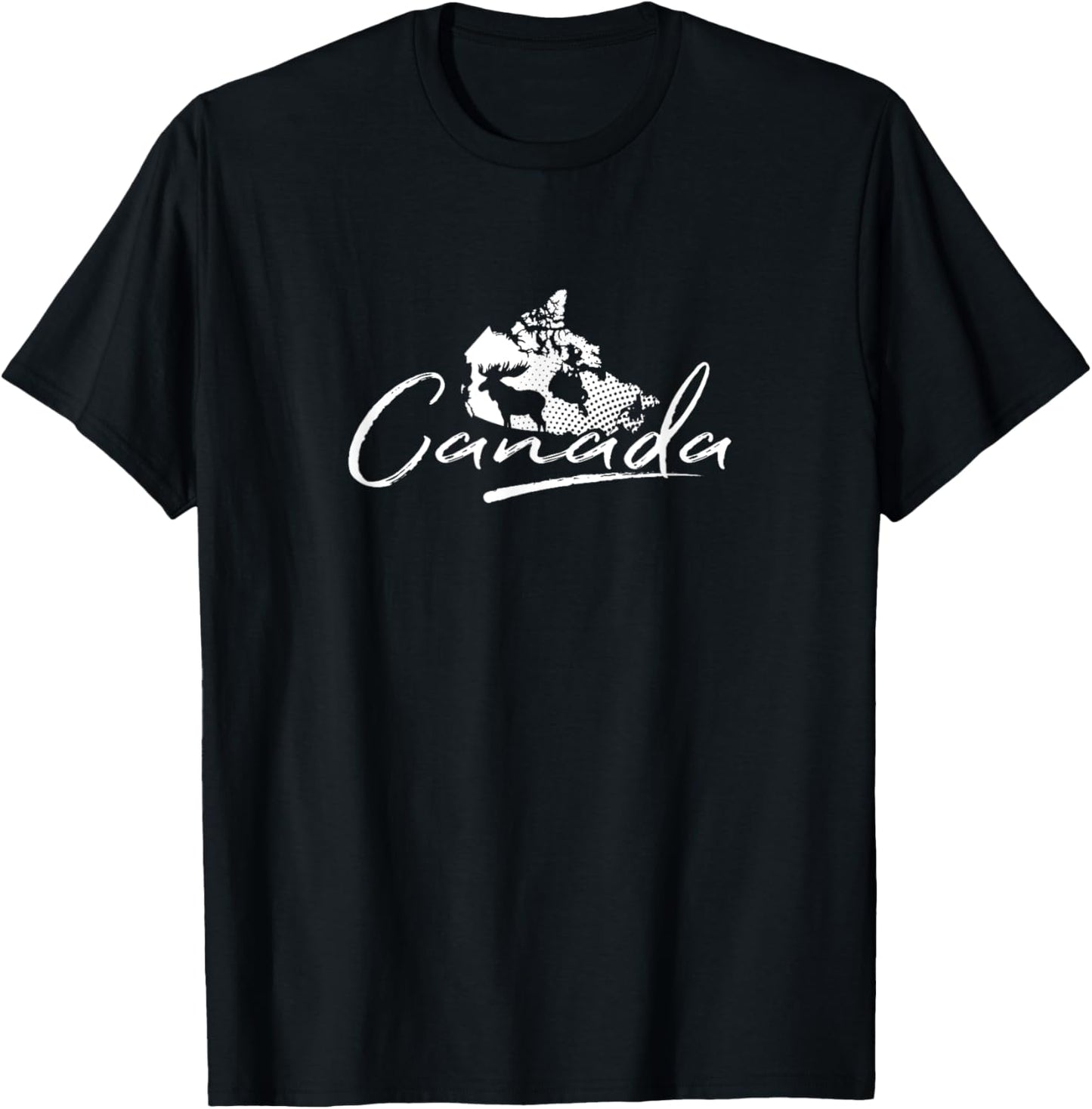 Canada Map and Moose - Canadian Souvenir T-Shirt - T-Shirt | Black