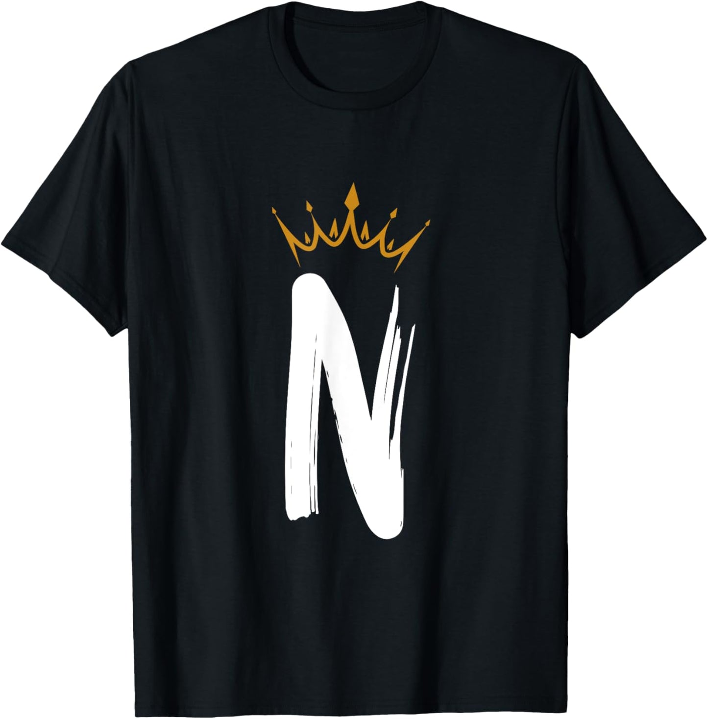 Queen King Letter N - Favorite Letter With Crown Alphabet T-Shirt - T-Shirt | Black