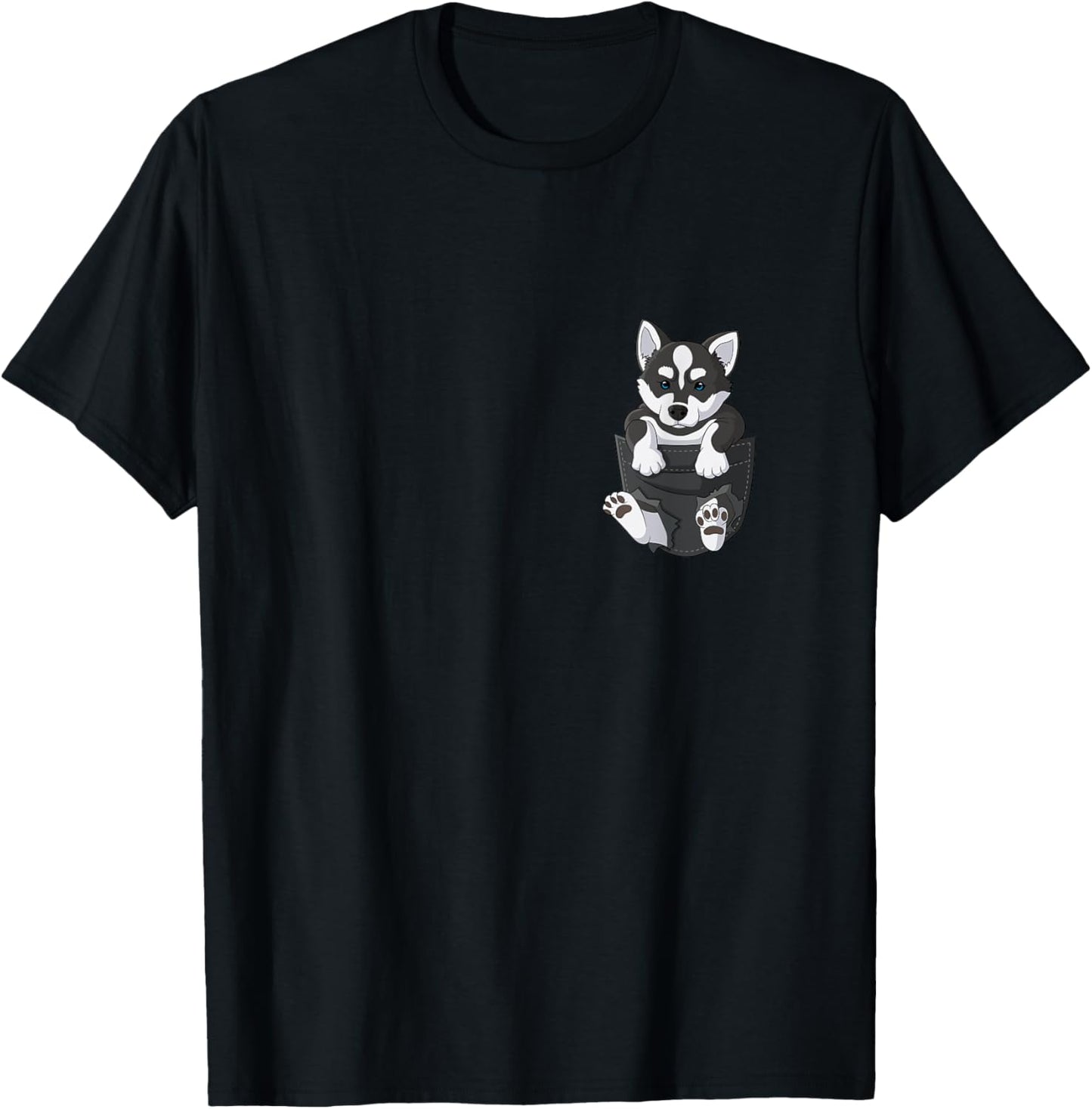 Siberian Husky in chest pocket dog T-Shirt - T-Shirt | Black