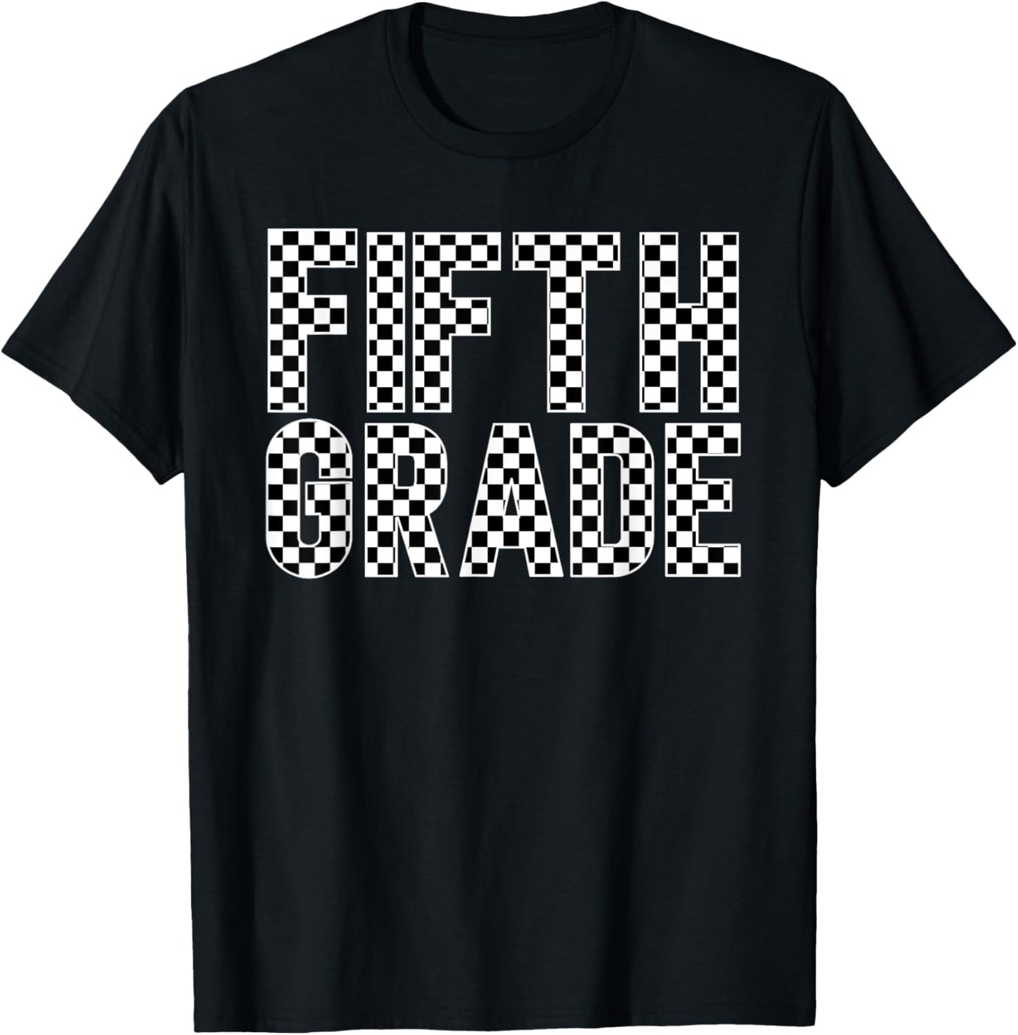 Checkered Fifth Grade Back to School Shirt Teacher Kids T-Shirt - T-Shirt | Black