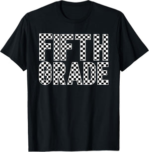 Checkered Fifth Grade Back to School Shirt Teacher Kids T-Shirt - T-Shirt | Black