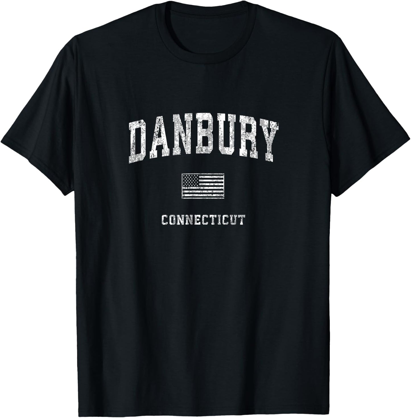 Danbury Connecticut CT Vintage American Flag Kids Men T-Shirt - T-Shirt | Black