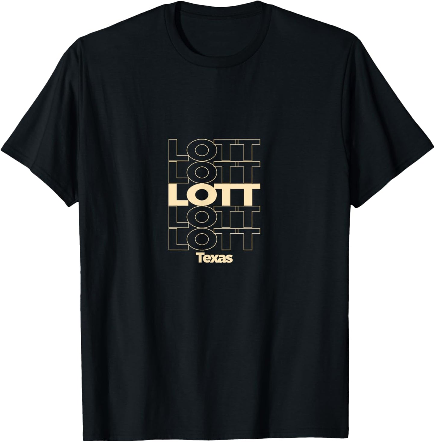Vintage Lott, Texas Repeating Text T-Shirt - T-Shirt | Black