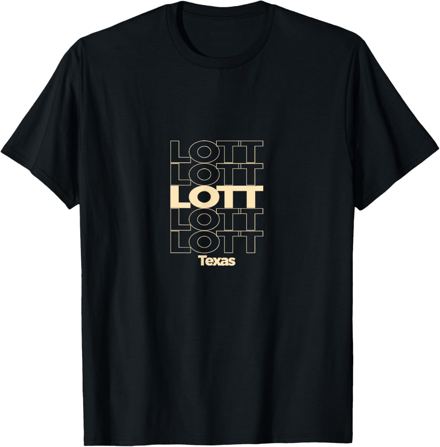 Vintage Lott, Texas Repeating Text T-Shirt - T-Shirt | Black