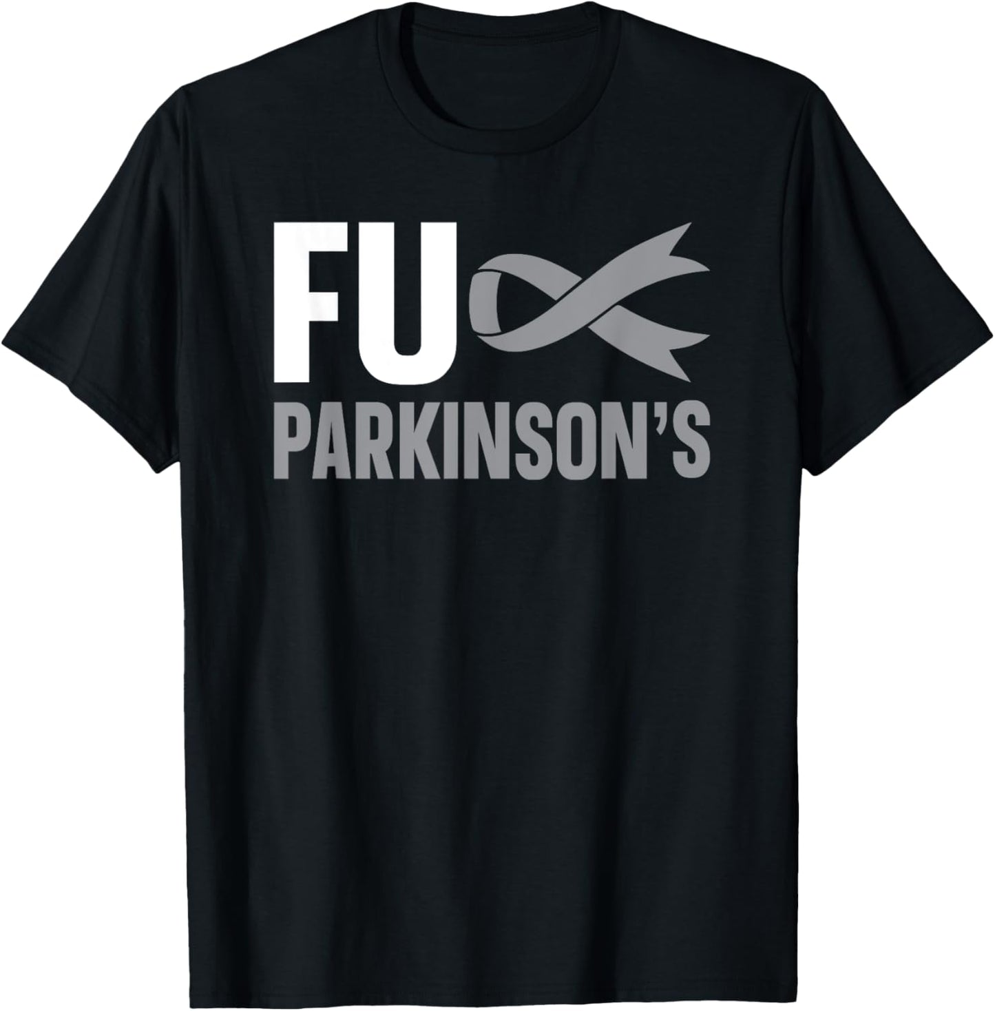 FUCK Parkinsons Disease Grey Ribbon Parkinson's Awareness T-Shirt - T-Shirt | Black