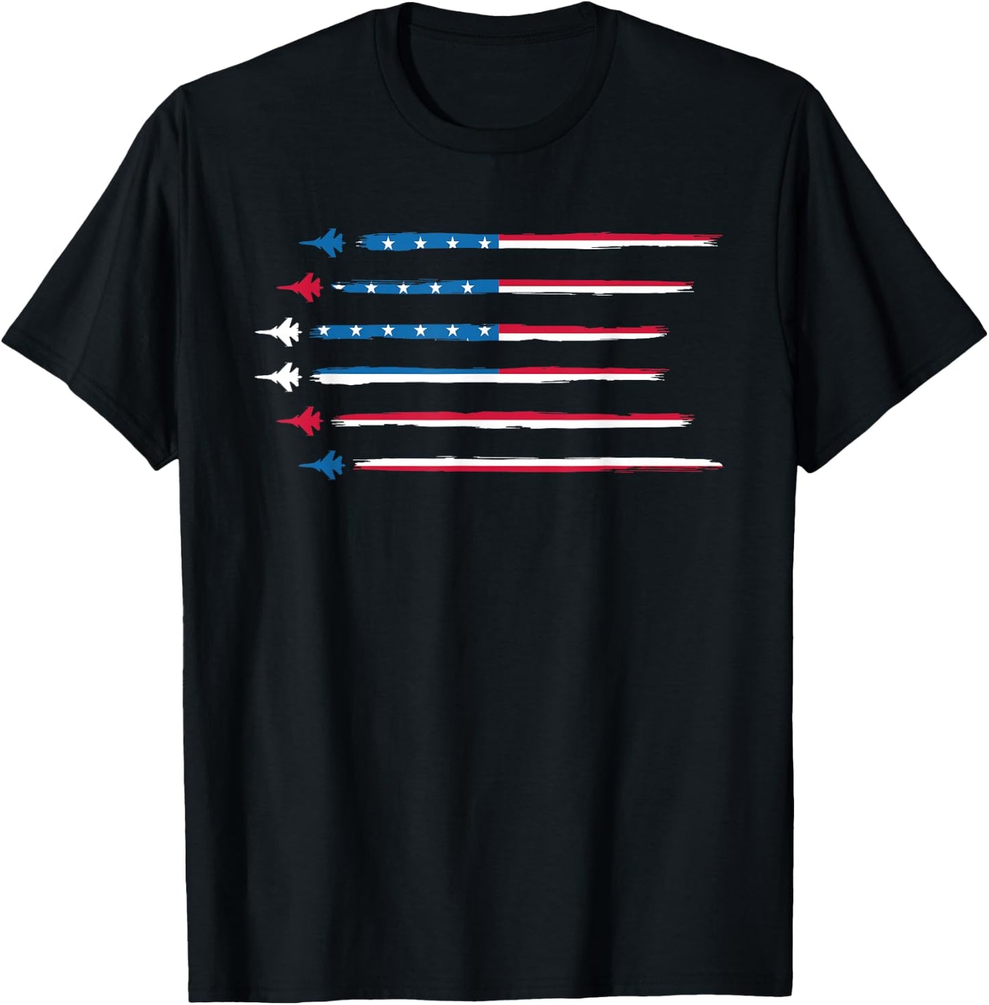 American Flag Military Jet Plane Aviation T-Shirt - T-Shirt | Black