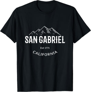 Retro Cool San Gabriel California Mountains Novelty T-Shirt - T-Shirt | Black