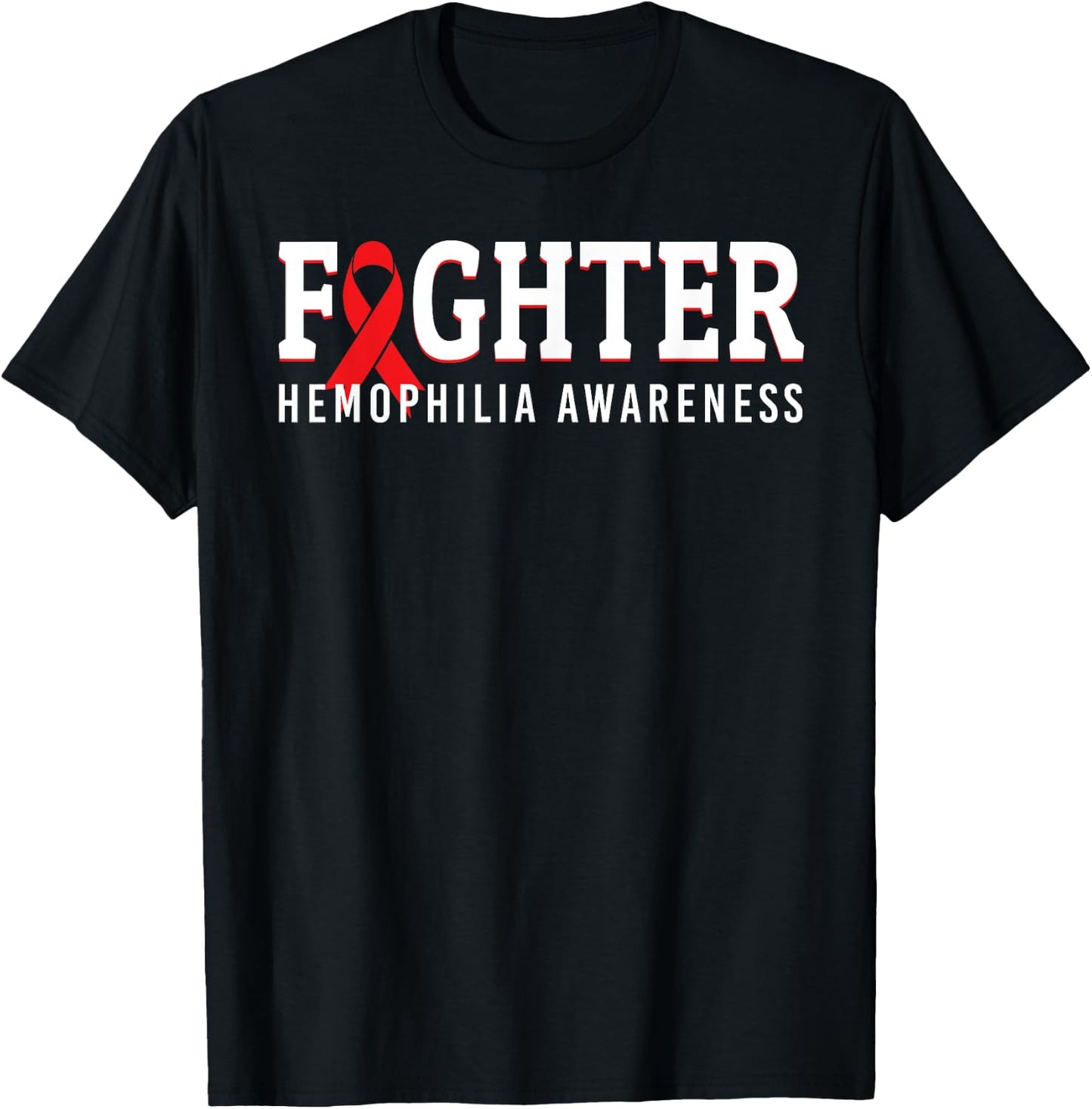 Fighter Hemophilia Awareness Month Ribbon Warrior Support T-Shirt - T-Shirt | Black