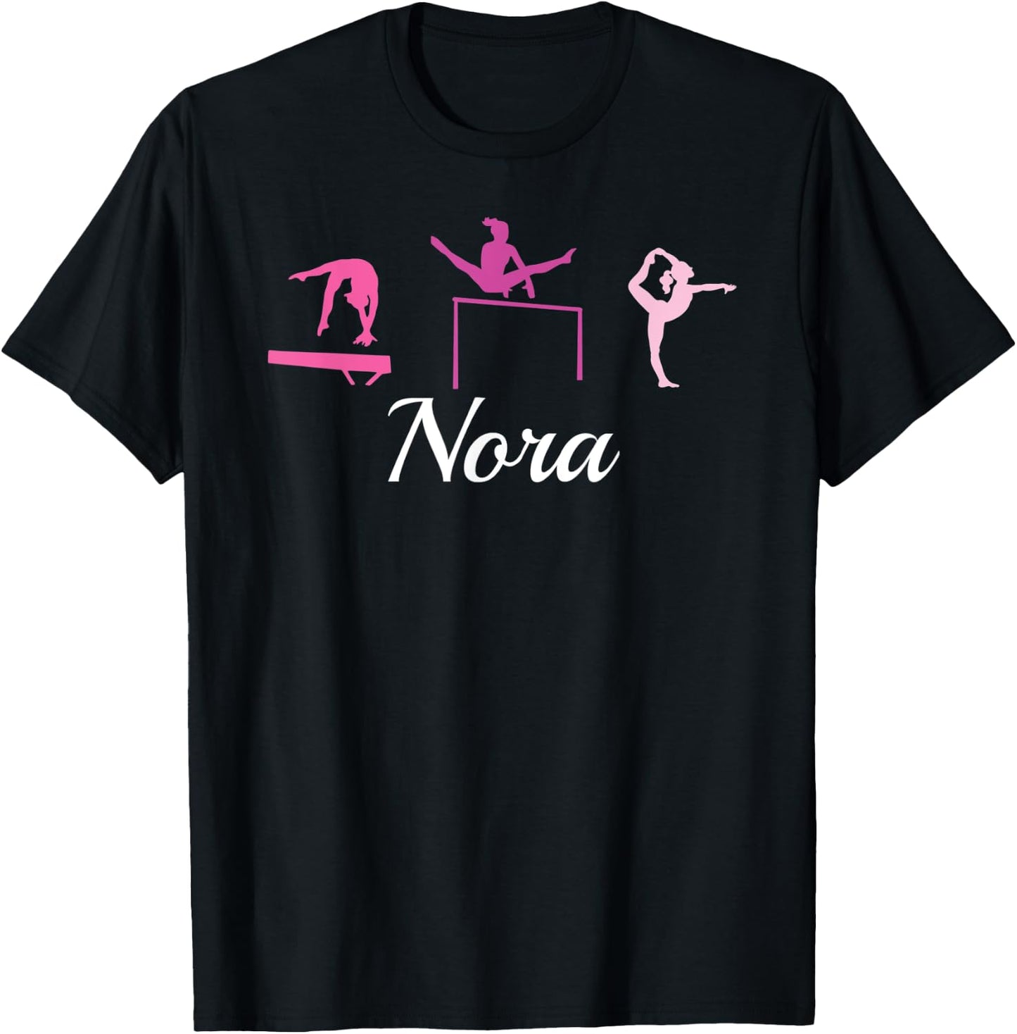 Nora Name Gift Personalized Gymnastics T-Shirt - T-Shirt | Black