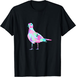 Colorful Pop Art Watercolor Seagull Graphic T-Shirt - T-Shirt | Black