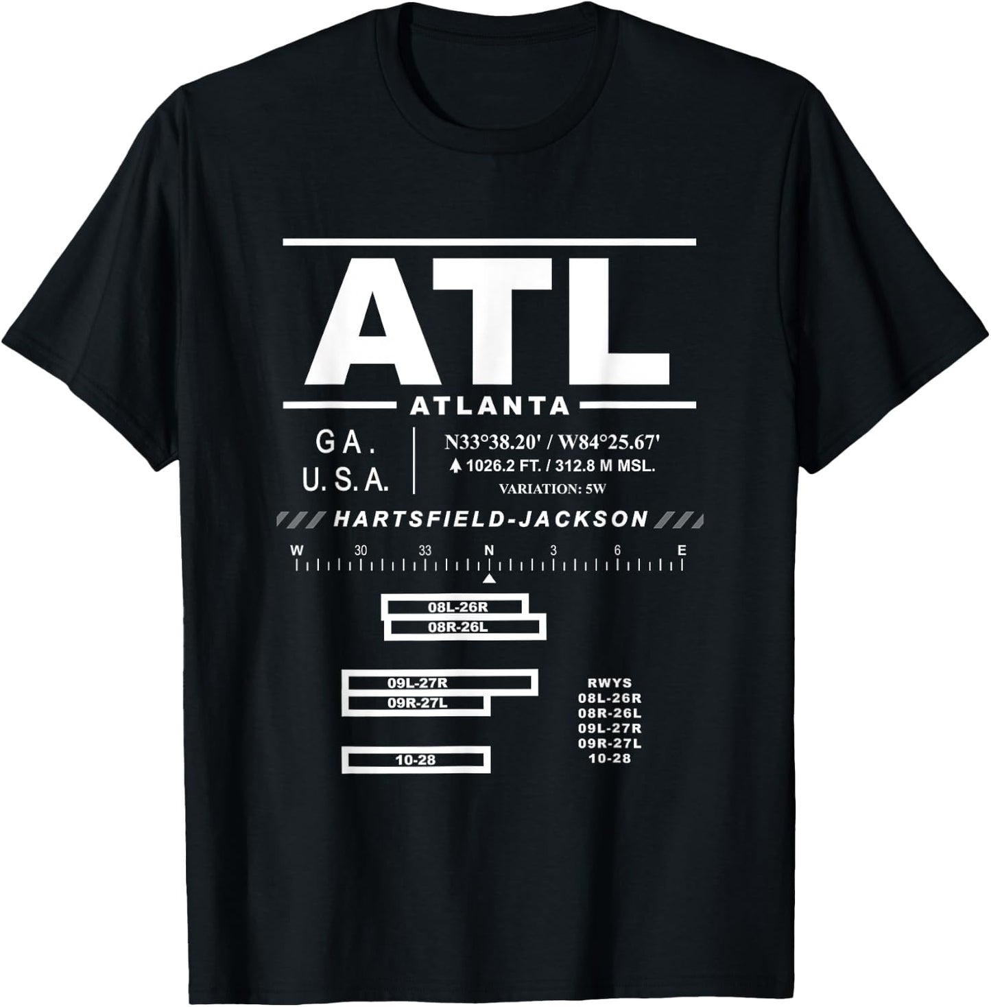 Hartsfield Jackson Atlanta International Airport Georgia ATL T-Shirt - T-Shirt | Black