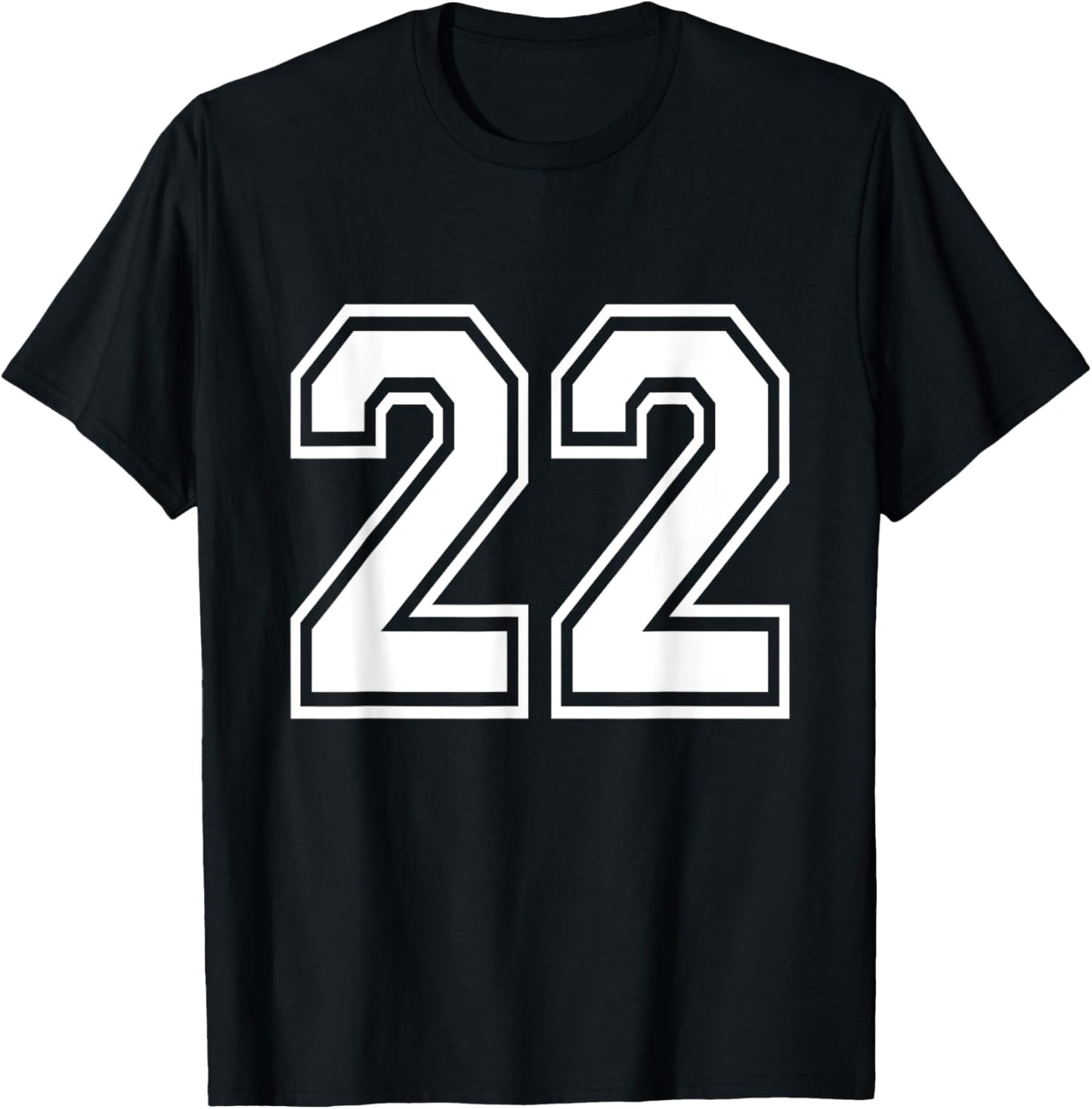 Number 22 Front + Back Varsity Sports Team 22nd Birthday T-Shirt - T-Shirt | Black