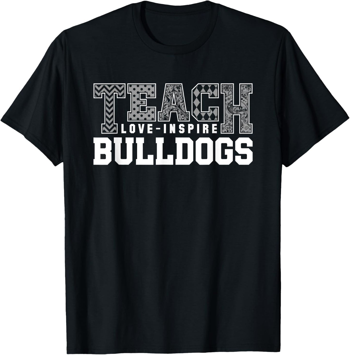 Bulldogs Kilgore Teach Love Inspire Slogan HS T-Shirt - T-Shirt | Black