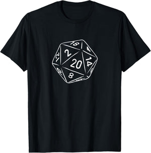 20 sided die: d20 dice or RPG gamer comic funny T-Shirt - T-Shirt | Black