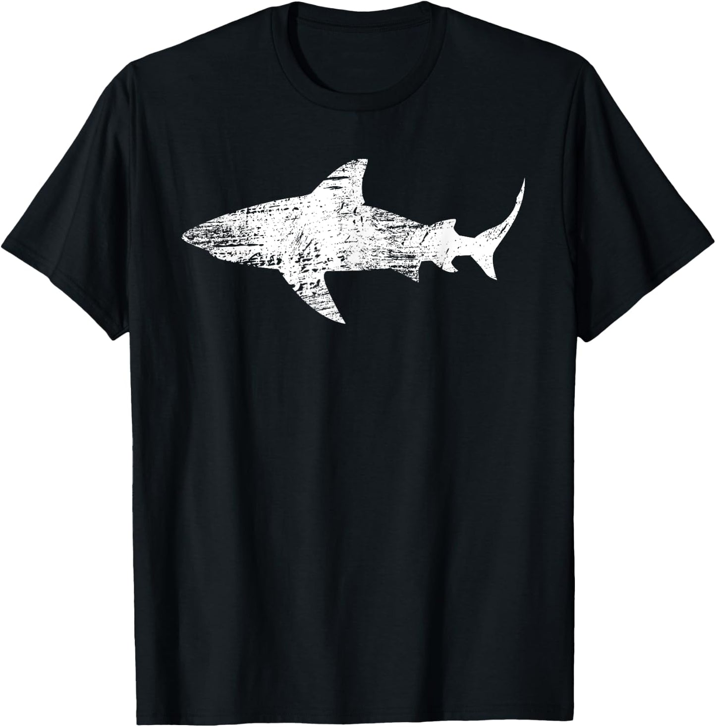 Vintage Shark Silhouette | Hammerhead Shark Tiger Shark T-Shirt - T-Shirt | Black