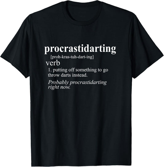 Darts Gifts Men Women Procrastidarting Funny Dart Player Small T-Shirt - T-Shirt | Black