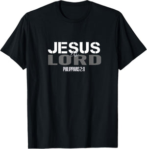 Christian Scripture Bible Verse Men Women Jesus is Lord T-Shirt - T-Shirt | Black