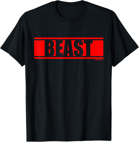 Beast Red Gym Fitness Workout Gym Red Print Motif Red T-Shirt - T-Shirt | Black