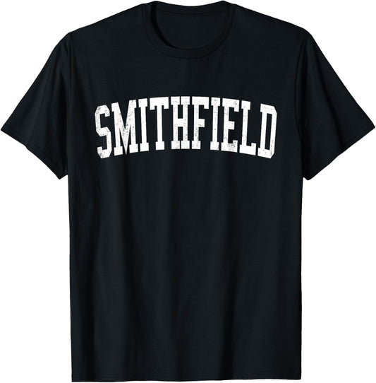 Vintage Smithfield VA Distressed White Varsity Style T-Shirt - T-Shirt | Black