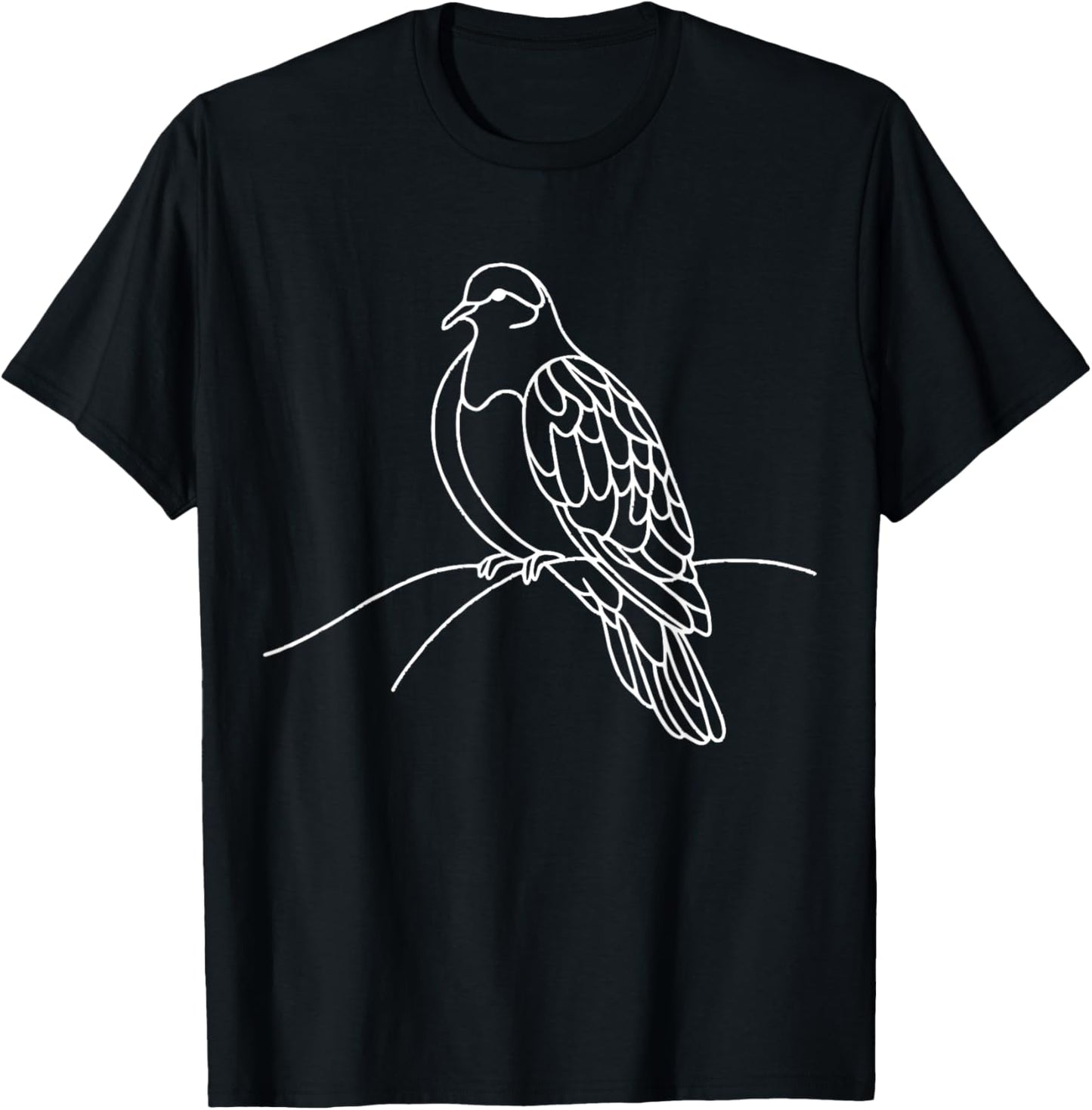 Line Art Bird & Ornithologist Inca Dove T-Shirt - T-Shirt | Black
