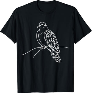 Line Art Bird & Ornithologist Inca Dove T-Shirt - T-Shirt | Black
