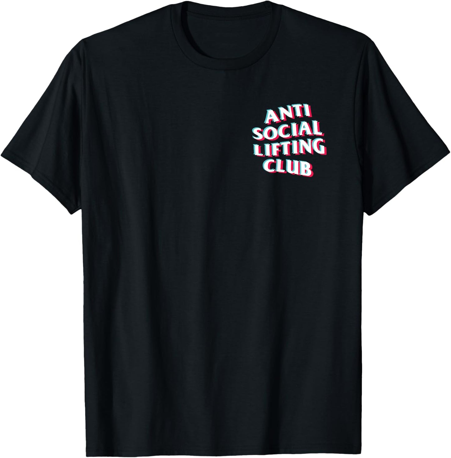 Anti Social Lifting Club: Anaglyph Trippy (Front + Back) T-Shirt - T-Shirt | Black