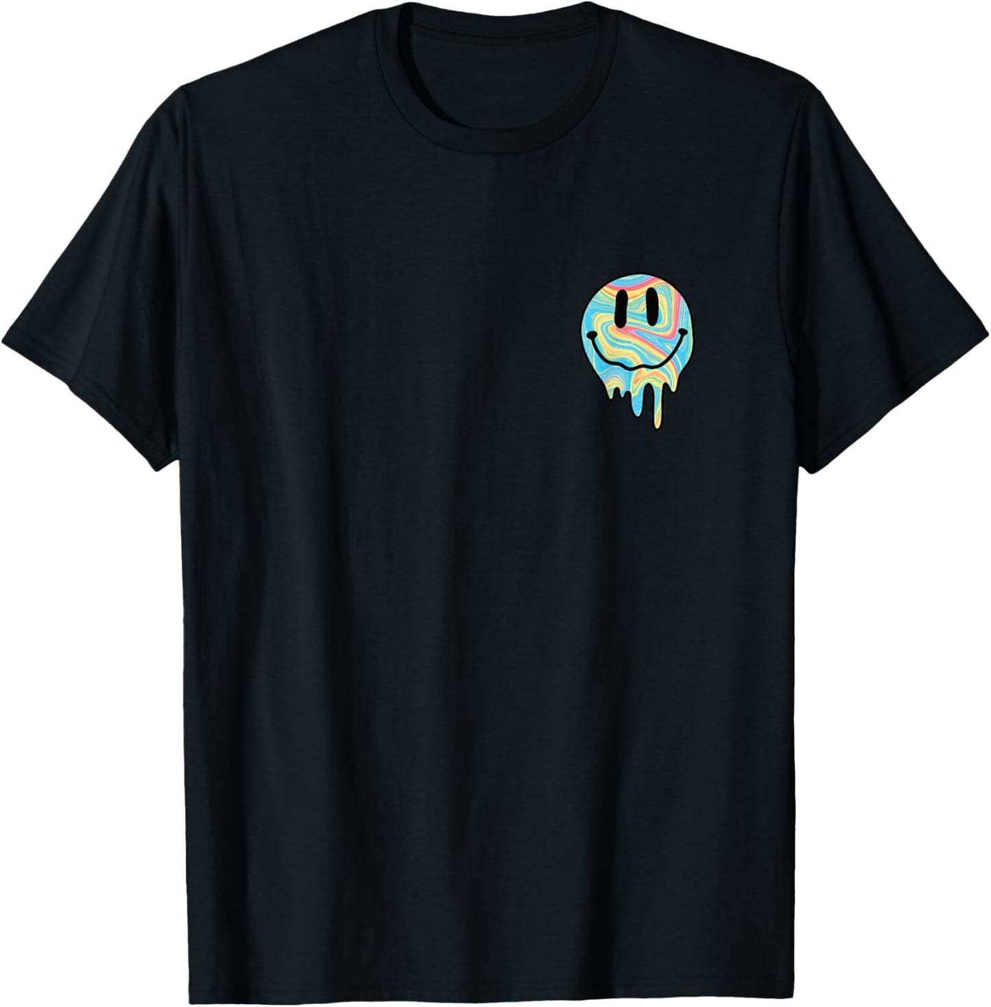 Melting Smile Funny Smiling Melted Dripping Happy Face Cute T-Shirt - T-Shirt | Black