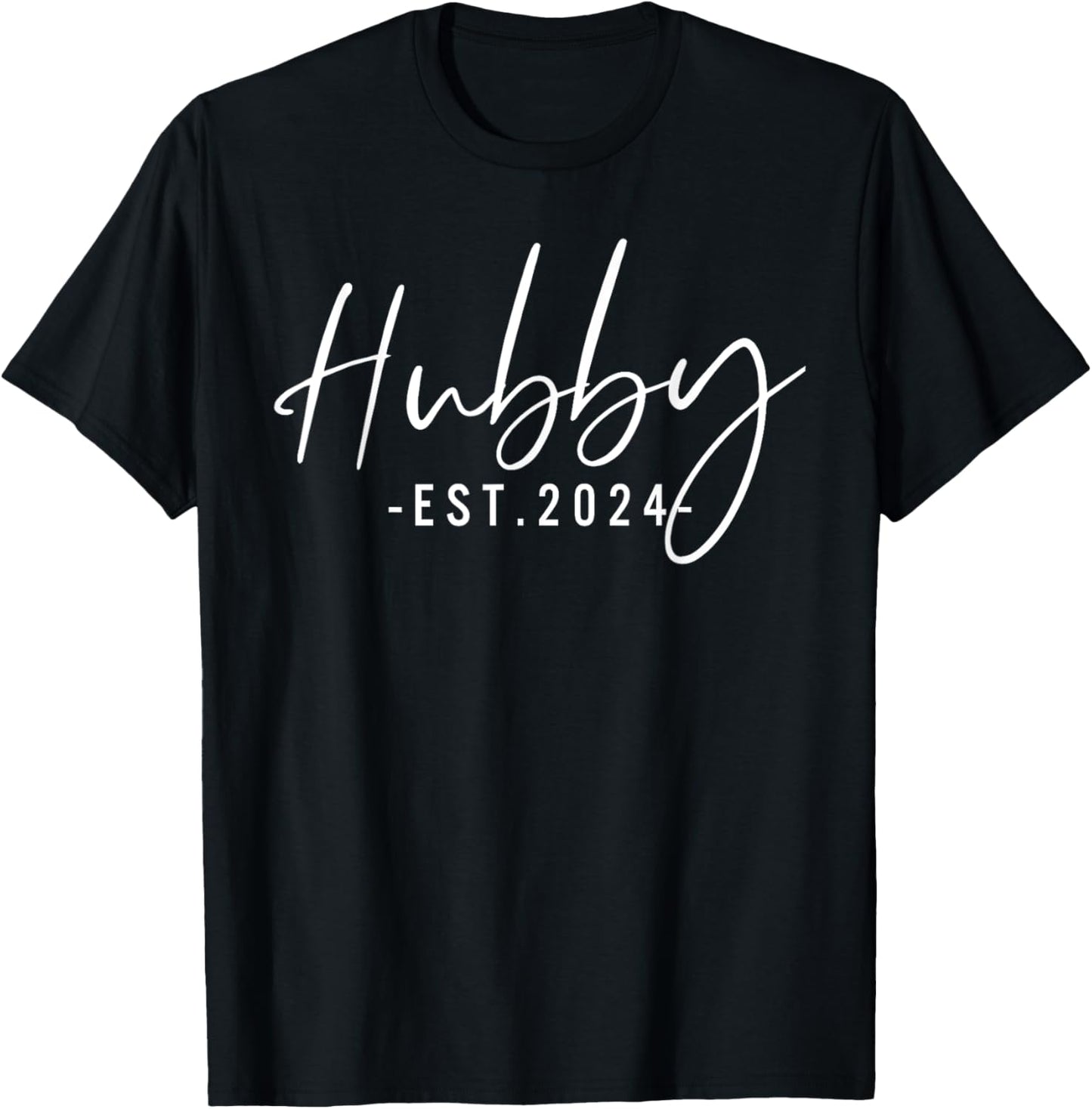 Hubby Est 2024 Just Married Honeymoon Husband Wedding Couple T-Shirt - T-Shirt | Black
