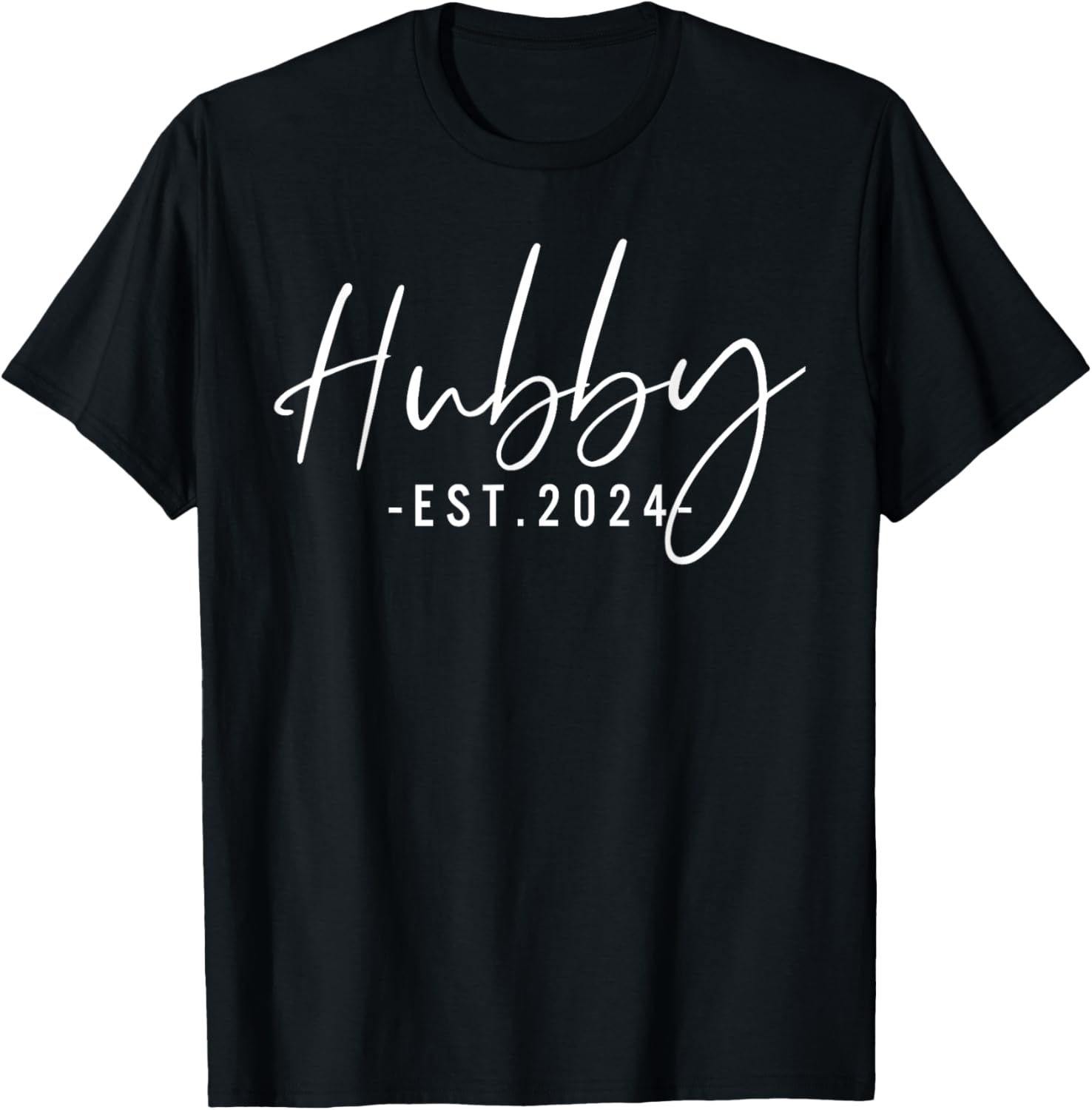 Hubby Est 2024 Just Married Honeymoon Husband Wedding Couple T-Shirt - T-Shirt | Black