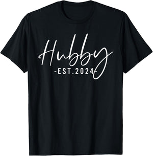 Hubby Est 2024 Just Married Honeymoon Husband Wedding Couple T-Shirt - T-Shirt | Black