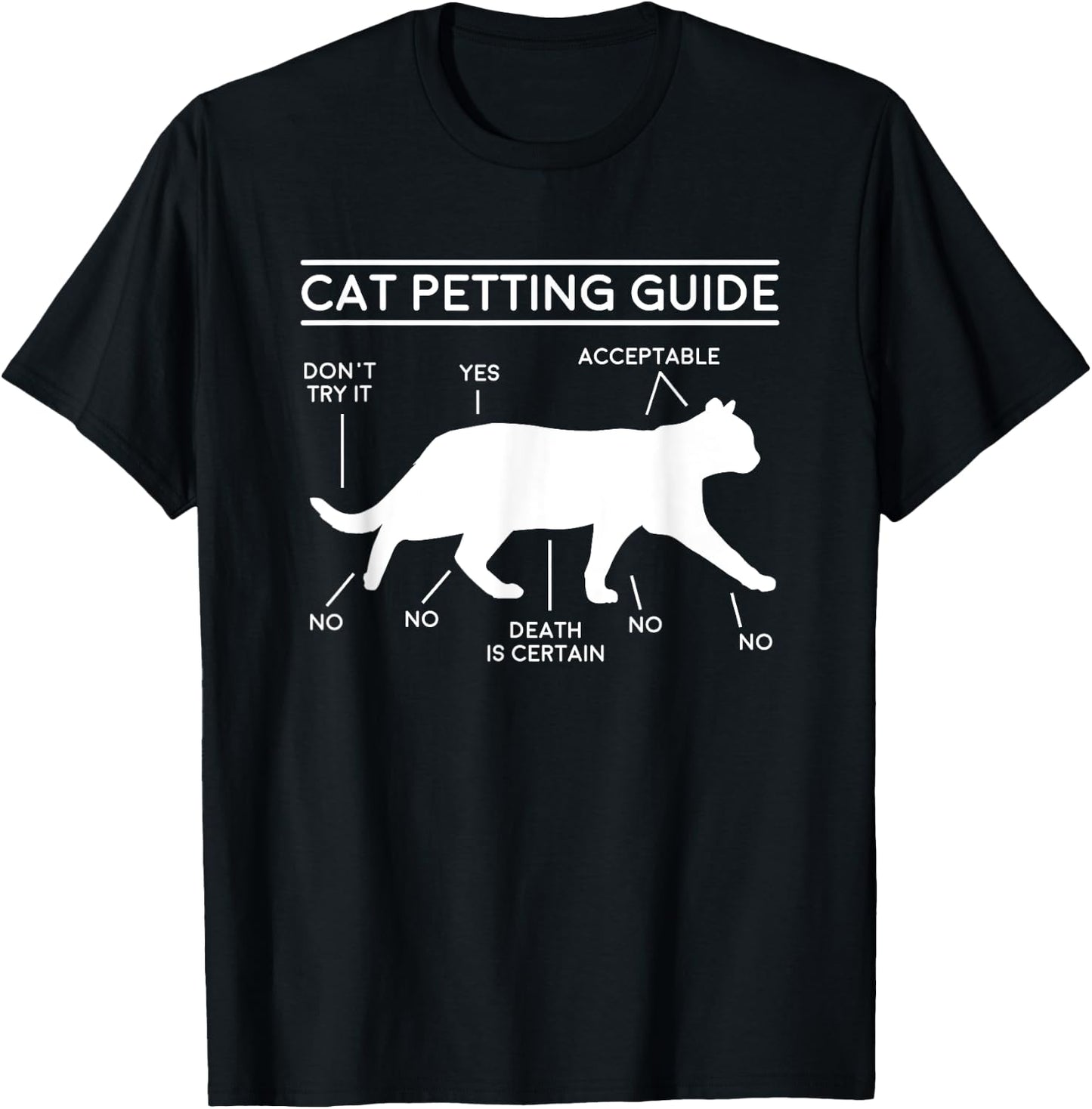 Cat Owner Petting Guide Funny Women Girls Kids T-Shirt - T-Shirt | Black