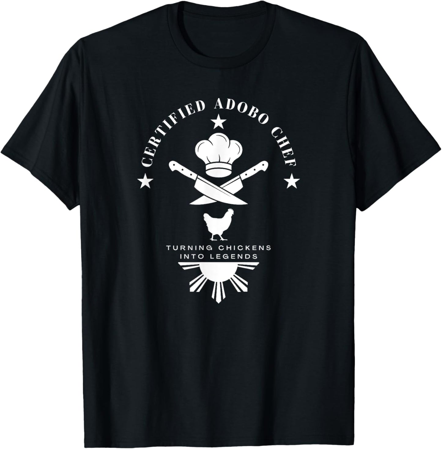Certified Adobo Chef New Filipino Graphics Statement Funny T-Shirt - T-Shirt | Black