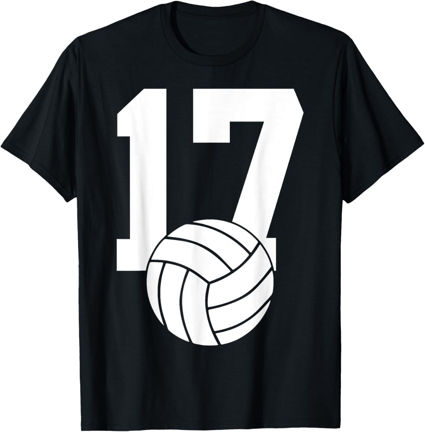 Number 17 Volleyball 17th Birthday T-Shirt - T-Shirt | Black