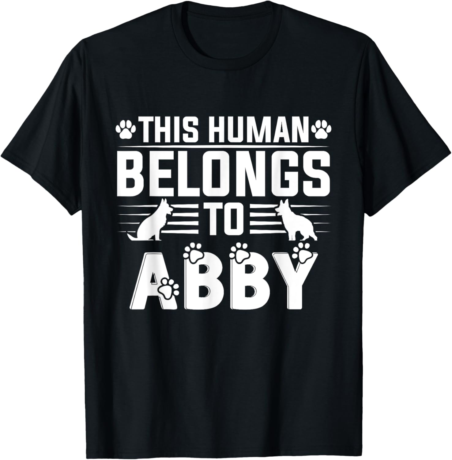 Dog Name Abby Personalised Gift This Human Belongs To a Dog T-Shirt - T-Shirt | Black