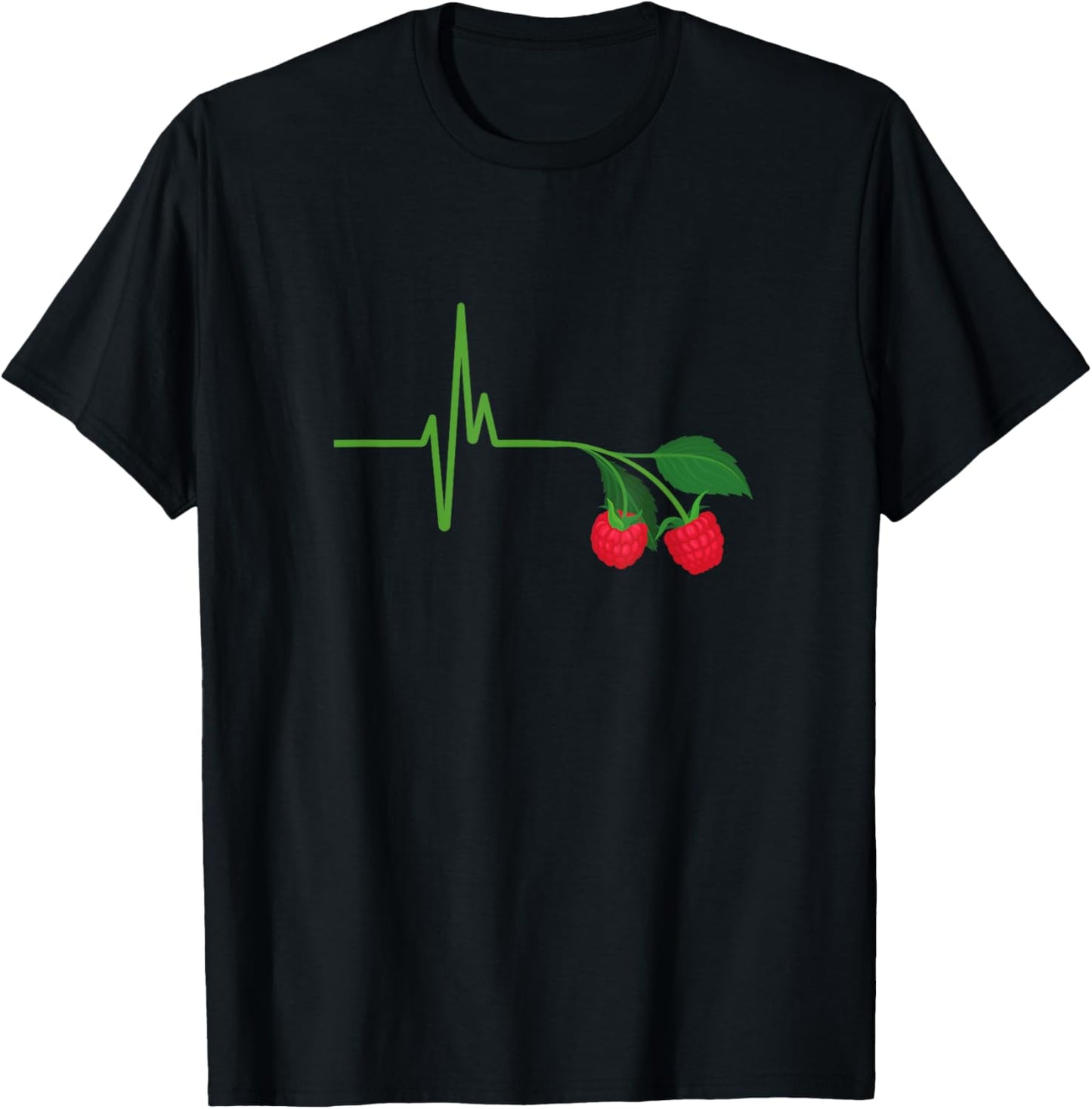 Himbeerliebhaber EKG Himbeere Herzschlag lustige Himbeere T-Shirt - T-Shirt | Black