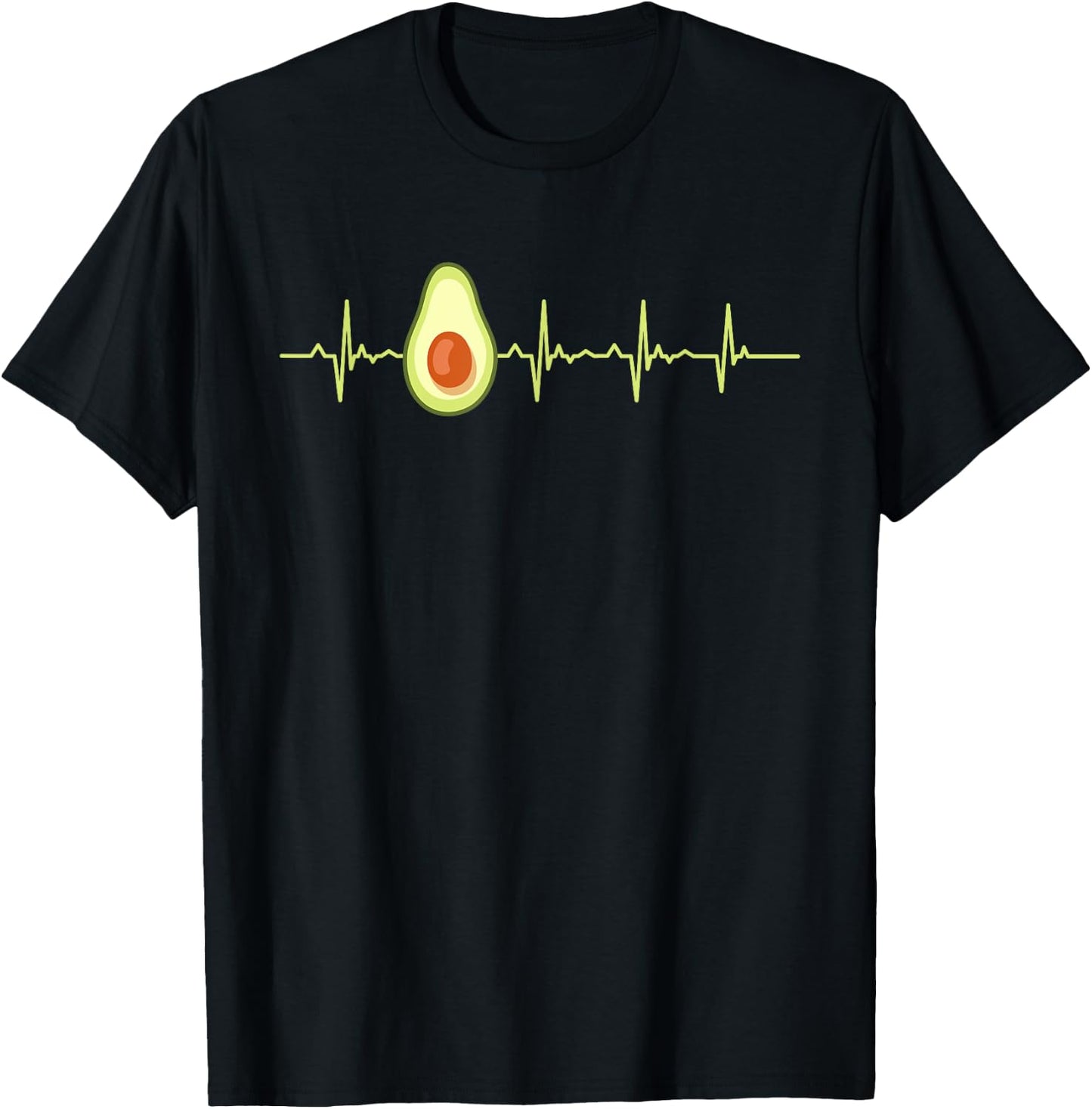 Avocado Heartbeat Funny EKG Vegan Best Gift Men Women Kids T-Shirt - T-Shirt | Black