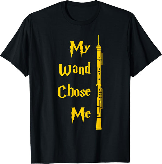 My Wand Chose Me Oboe Music With Oboe Gift T-Shirt - T-Shirt | Black